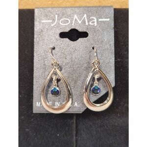 (3 for $15) Joma Silvertone w/ Blue Australian Crystal Dangle Earrings- NEW